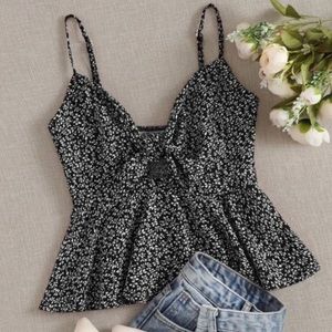 Floral Black Crop Top